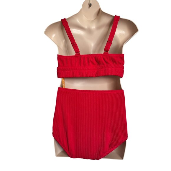 Kona Sol Ribbed 2 Piece Swimsuit Size 1X Pink 17/18 Padded NWT Adjustable Strap - Picture 2 of 14